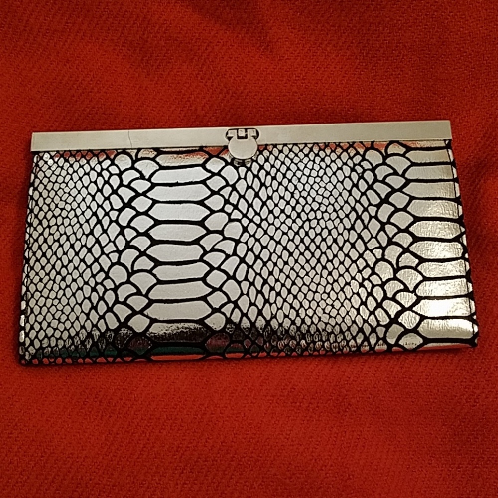 Silver Black Crocodile Print Wallet